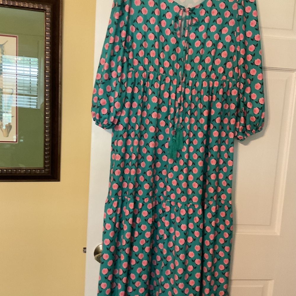 Floral Green and Pink Maxi Dress